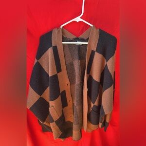 Dressed in LALA Brown & Cream Checker Knit Cardigan